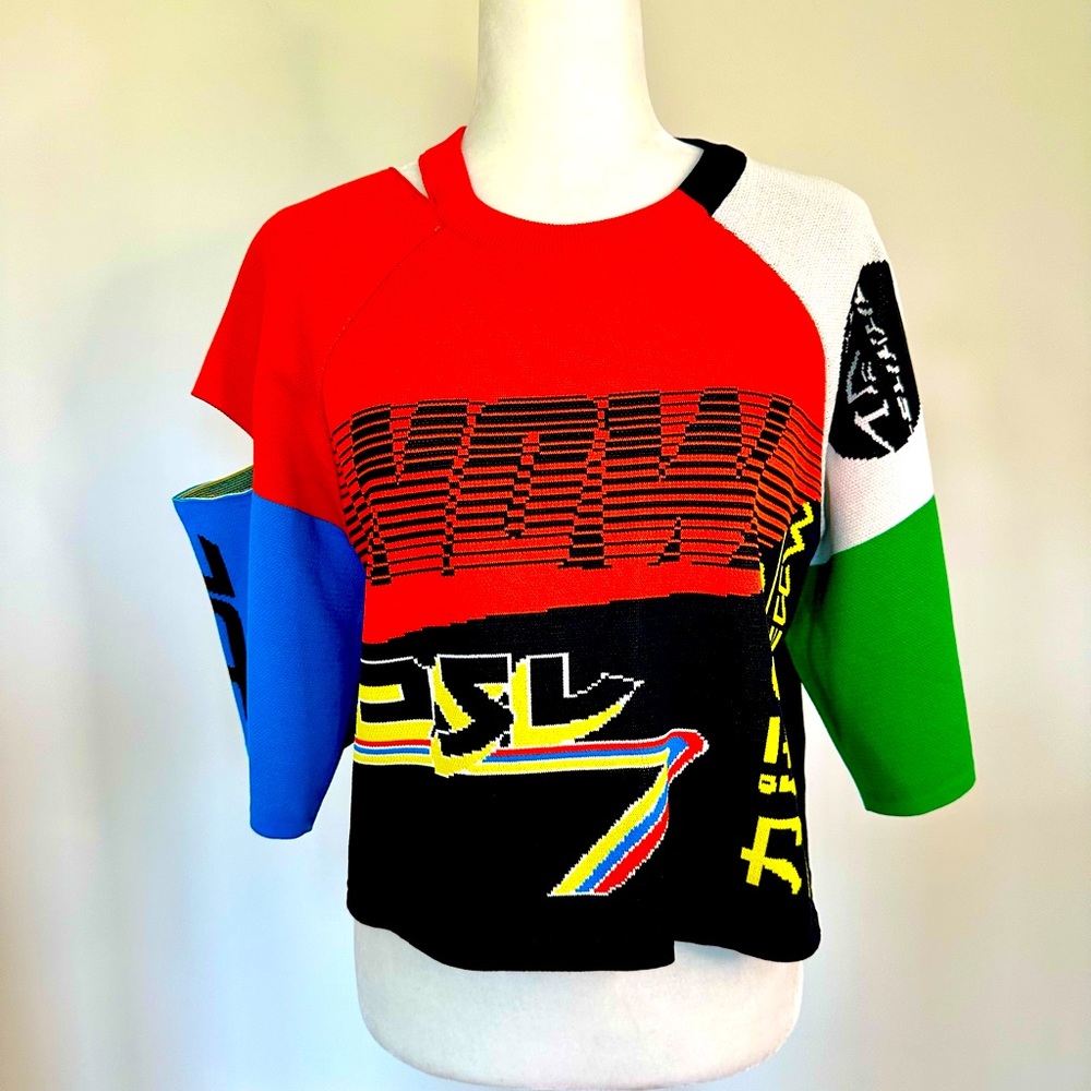 NWT Diesel Now Abstract Sweater in Orange, Black, Turquoise, Green & Yellow